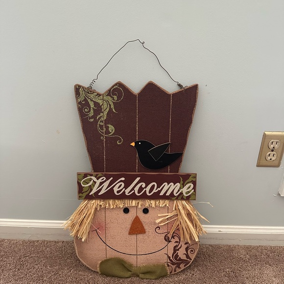 HOBBY LOBBY SCARECROW WELCOME DOOR SIGN FALL HOME DECOR - Picture 3 of 5